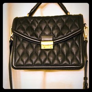 Vera Bradley Quilted Leather Lydia Satchel Black